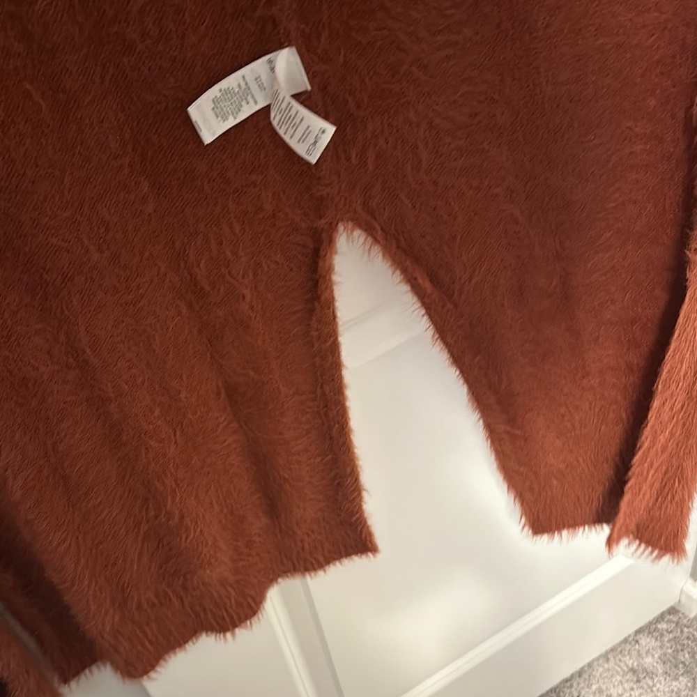 Rust Long Fuzzy Cardigan - Picture 6 of 8